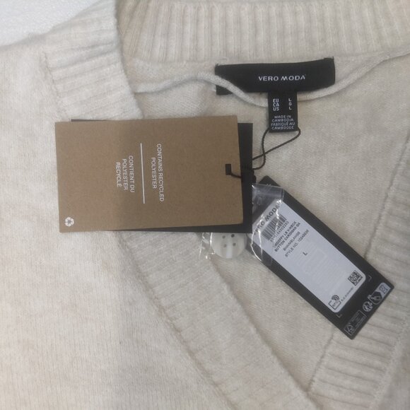 NWT Vero Moda Size Large Cream Colored Cardigan - Picture 5 of 16